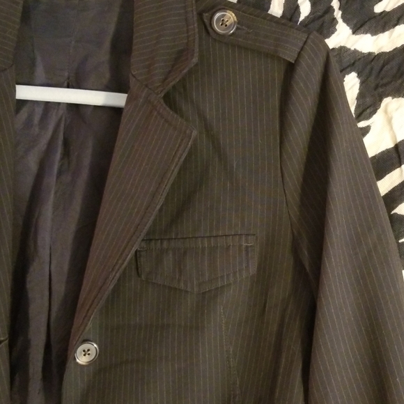 Brown Old Navy blazer, military, pin stripes, sz M - Picture 2 of 7